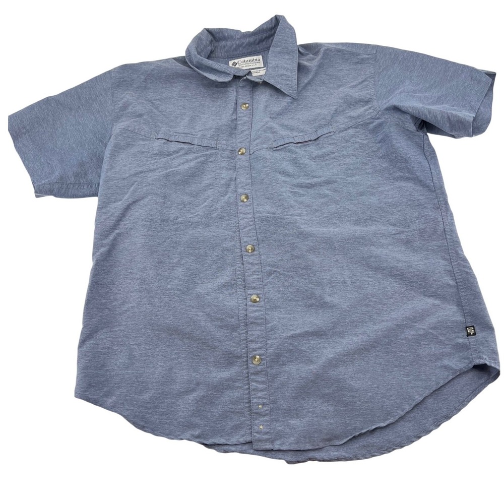 Columbia Sportswear Mens XL Blue Heathered Short Sleeve Vented Hiking Shirt